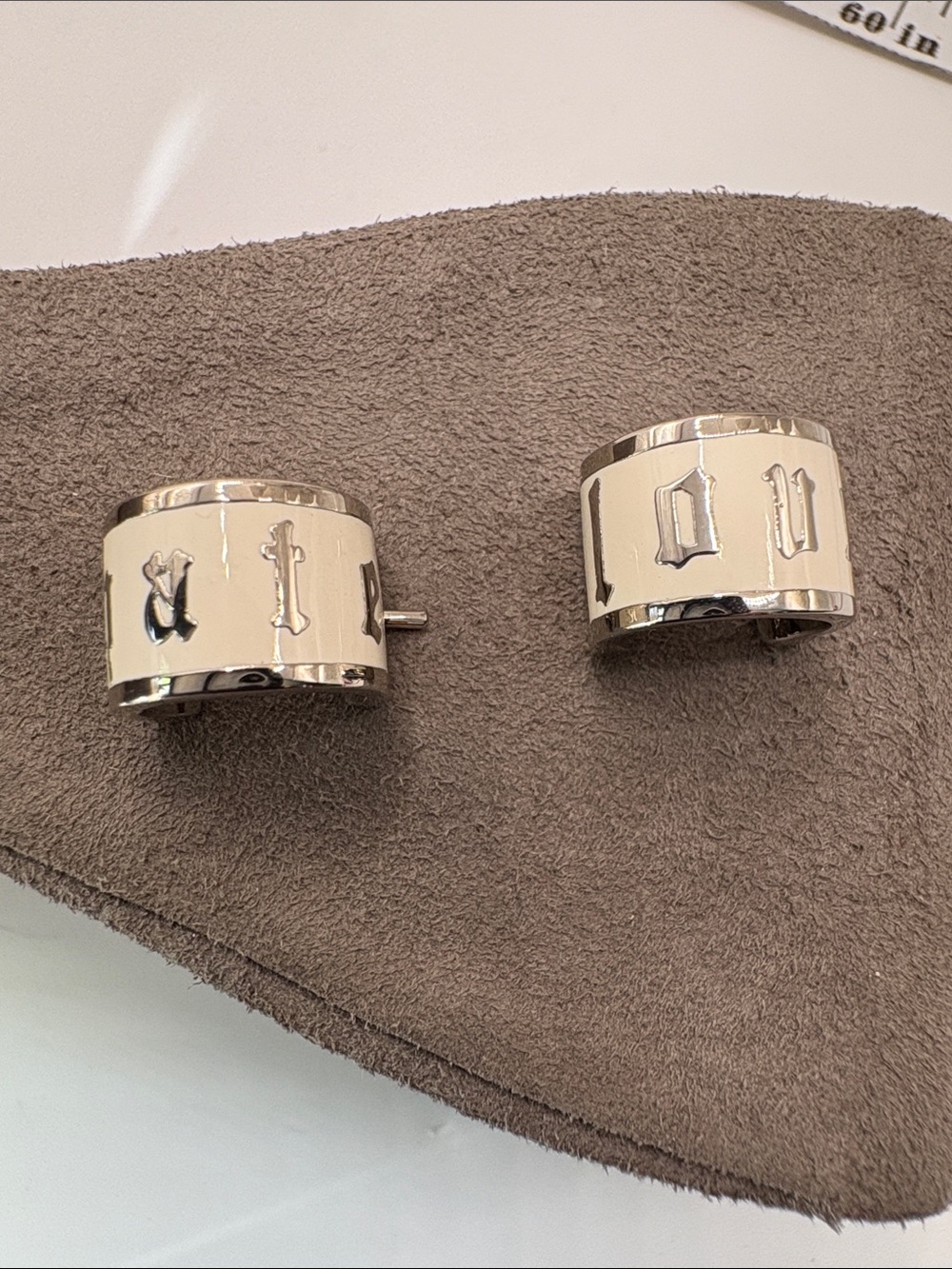 Alexander McQueen Silver-Tone White Enamel Cuff Earrings